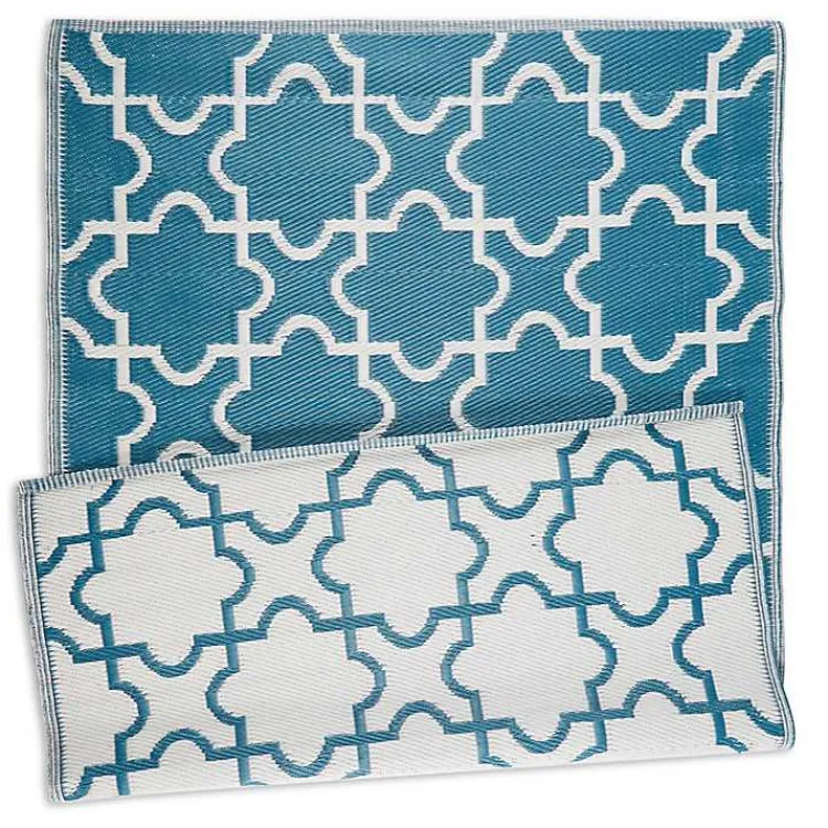 Kirklands Home Blue Moroccan Trellis Outdoor Area Rug, 4x6