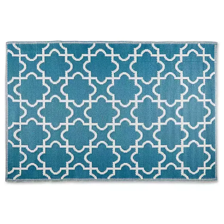 Kirklands Home Blue Moroccan Trellis Outdoor Area Rug, 4x6