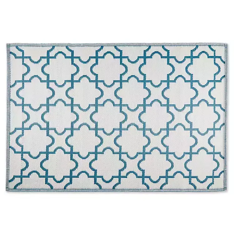Kirklands Home Blue Moroccan Trellis Outdoor Area Rug, 4x6