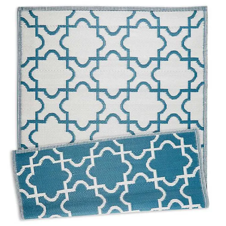 Kirklands Home Blue Moroccan Trellis Outdoor Area Rug, 4x6