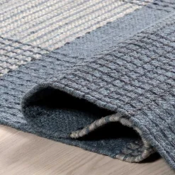 Kirklands Home Plaid Emily Henderson x RugsUSA Rug, 8x10 Blue Clearance