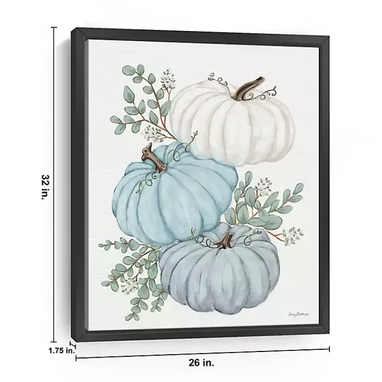 Fall>Kirklands Home Blue Pumpkin Trio Framed Canvas Print, 26x32 in.