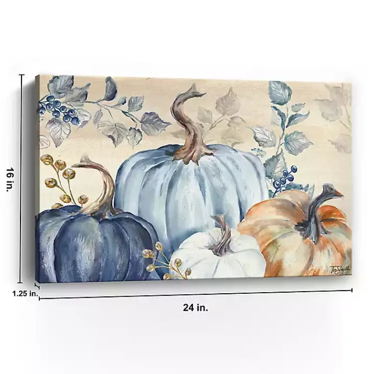 Fall>Kirklands Home Blue Pumpkins Canvas Art Print, 24x16 in.