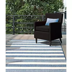Kirklands Home Robin Stripe Outdoor Rug, 5x8 Blue Discount