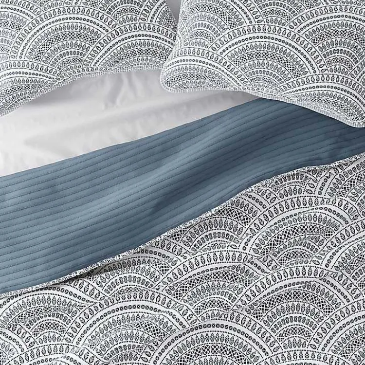 Kirklands Home Blue Scalloped Reversible 3-pc. Queen Quilt Set Hot