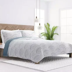 Kirklands Home Blue Scalloped Reversible 3-pc. King Quilt Set Best