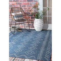 Kirklands Home Blue Serna Tribal Outdoor Area Rug, 5x8 Best