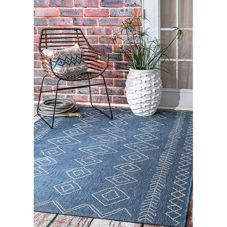 Kirklands Home Blue Serna Tribal Outdoor Area Rug, 5x8 Best