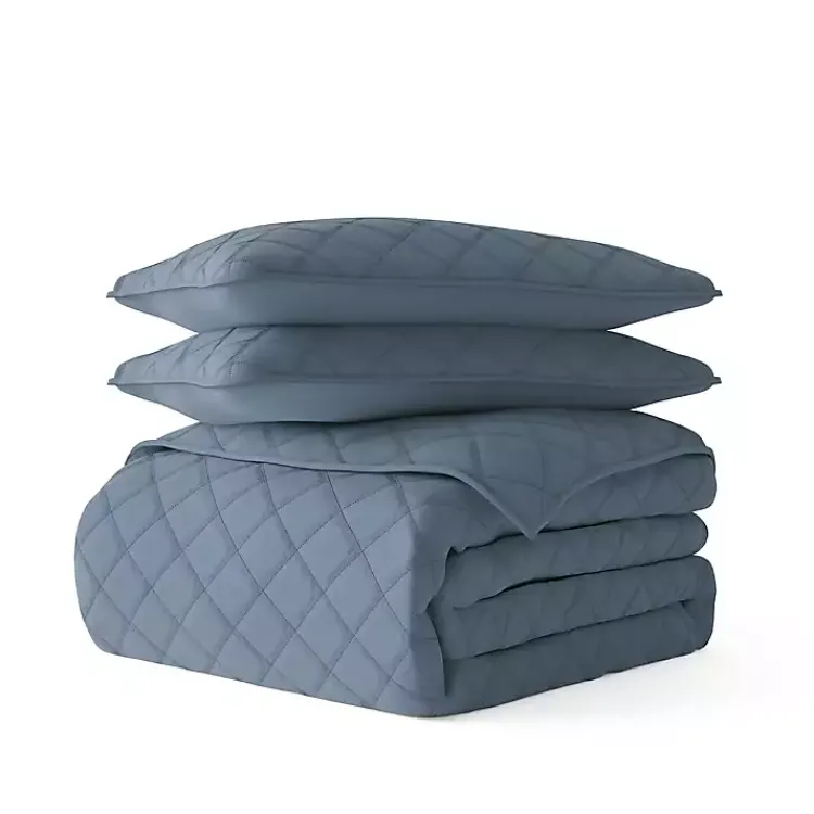Kirklands Home Stitched Diamond 3-pc. King Quilt Set Blue Online