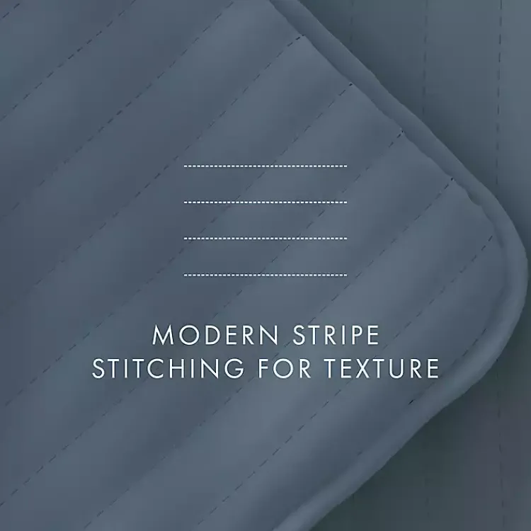 Kirklands Home Stitched Stripes 3-pc. Queen Quilt Set Blue Outlet