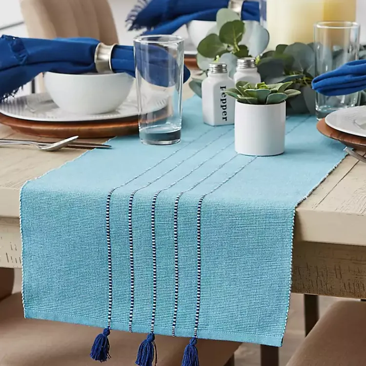 Kirklands Home Thera Stripe Table Runner Blue Sale
