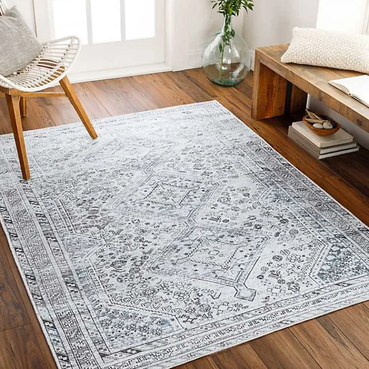 Kirklands Home Traditional Washable Area Rug, 7x10 Blue