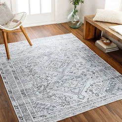 Kirklands Home Traditional Washable Area Rug, 8x12 Blue Clearance