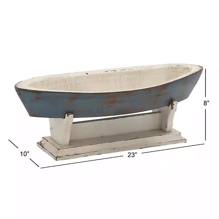 Statues & Figurines>Kirklands Home Wood Boat Sculpture Blue
