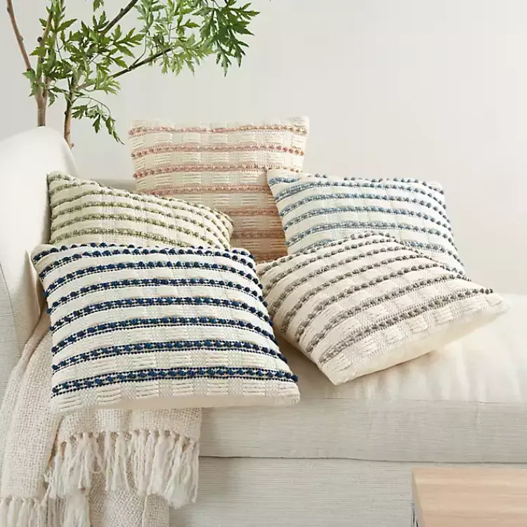 Pillows>Kirklands Home Blush Woven Knotted Stripes Throw Pillow Pink
