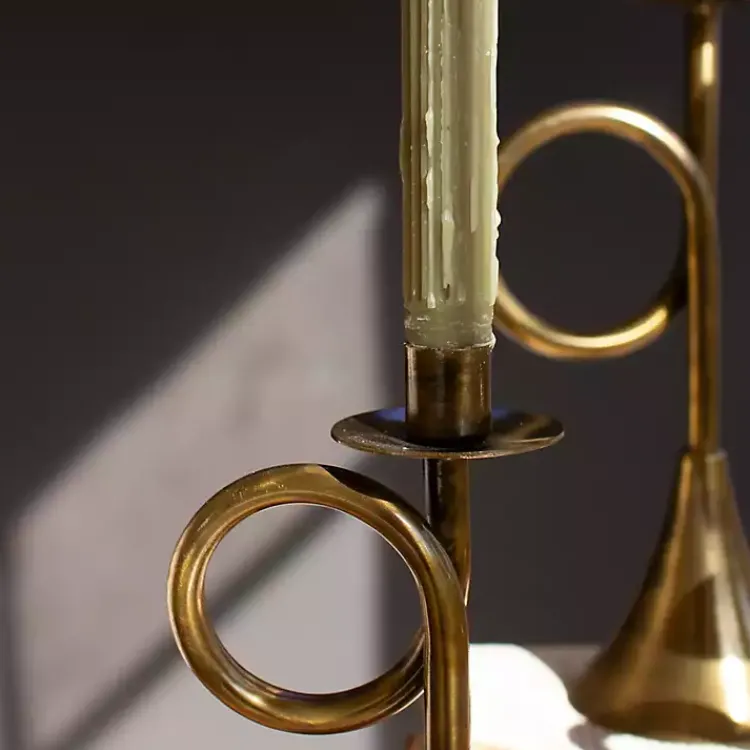 Candle Holders>Kirklands Home Brass Antique Trumpet Candle Holders, Set of 3 Gold