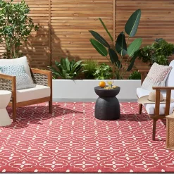 Kirklands Home Brick & Ivory Quatrefoil Indoor/Outdoor Rug, 5x7 Outlet