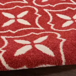 Kirklands Home Brick & Ivory Quatrefoil Indoor/Outdoor Rug, 5x7 Outlet
