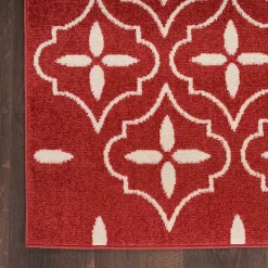 Kirklands Home Brick & Ivory Quatrefoil Indoor/Outdoor Rug, 8x10 New
