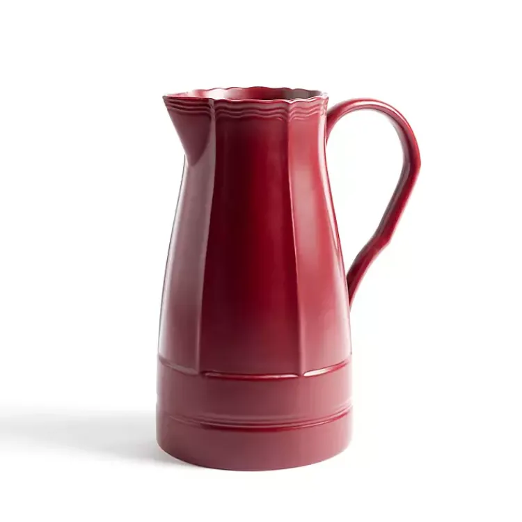 Vases>Kirklands Home Brick Stoneware Pitcher Vase Red