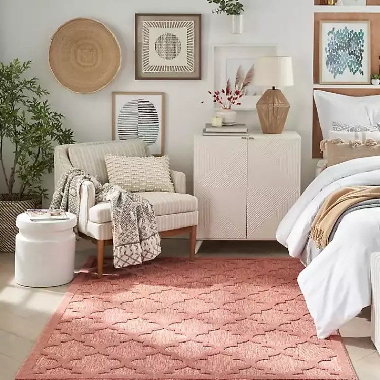 Kirklands Home Bright Coral Trellis Outdoor Area Rug, 4x6 Discount