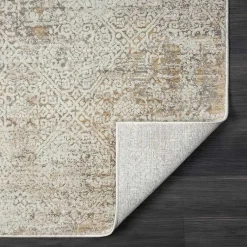 Kirklands Home Brisbane Beige Faded Damask Area Rug, 4x6 New