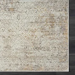 Kirklands Home Brisbane Beige Faded Damask Area Rug, 4x6 New