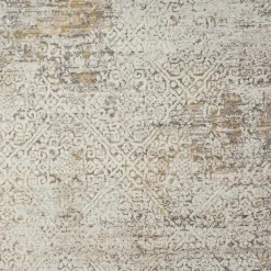 Kirklands Home Brisbane Beige Faded Damask Area Rug, 4x6 New