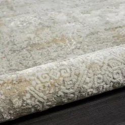 Kirklands Home Brisbane Beige Faded Damask Area Rug, 4x6 New
