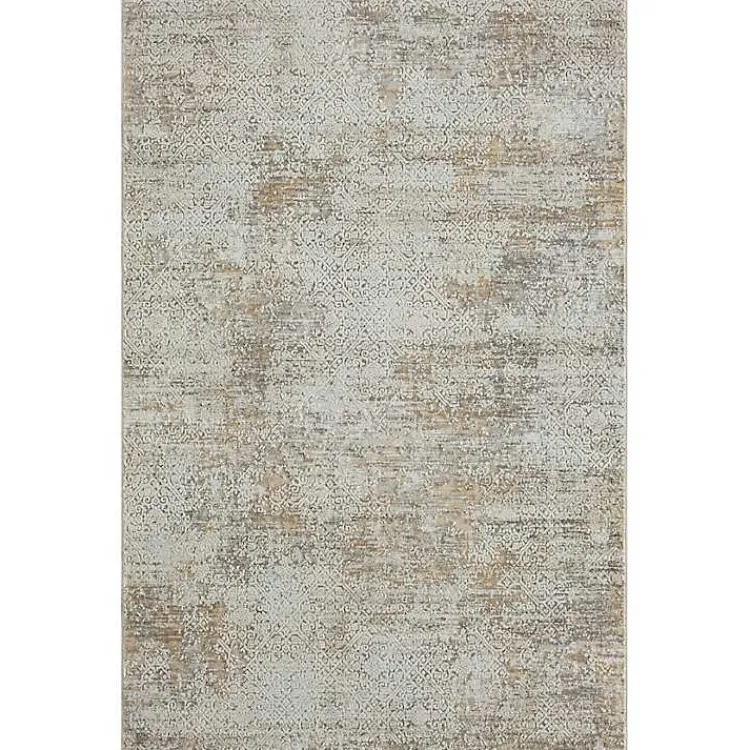 Kirklands Home Brisbane Beige Faded Damask Area Rug, 8x10 New