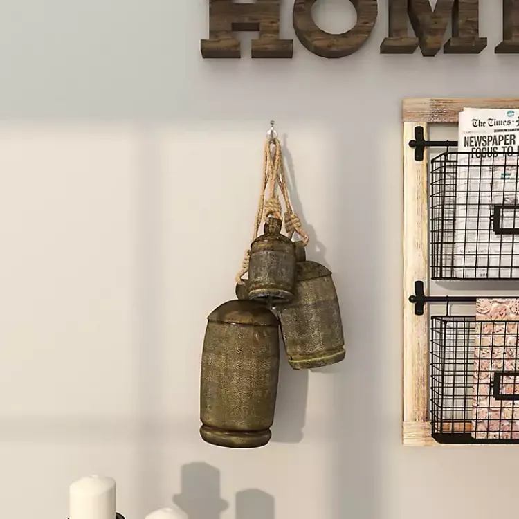 Decorative Accents>Kirklands Home Bronze Metal Hanging Bells, Set of 3 Brown