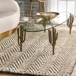 Kirklands Home Brown Chevron Valen Area Rug, 5x8 New
