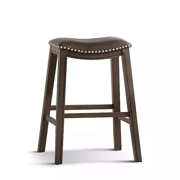 Kirklands Home Ella Saddle Bar Stool with Nailhead Trim Brown Online