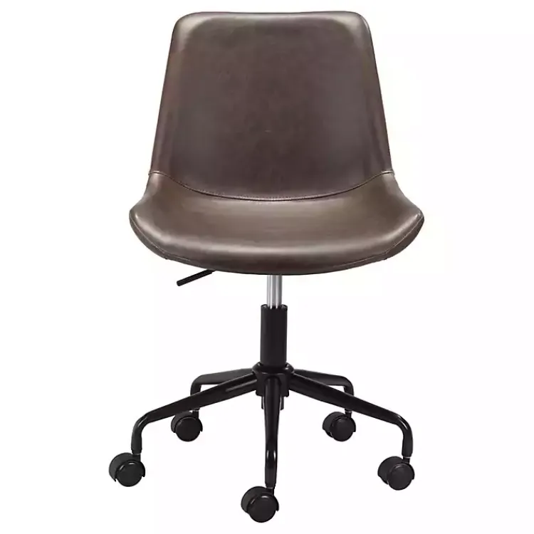 Kirklands Home Faux Leather Swivel Office Chair Brown Clearance