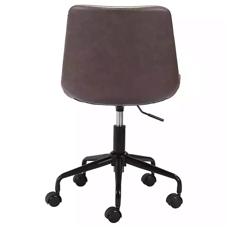 Kirklands Home Faux Leather Swivel Office Chair Brown Clearance