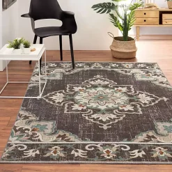 Kirklands Home Brown Floral Medallion Outdoor Area Rug, 7x9 Discount