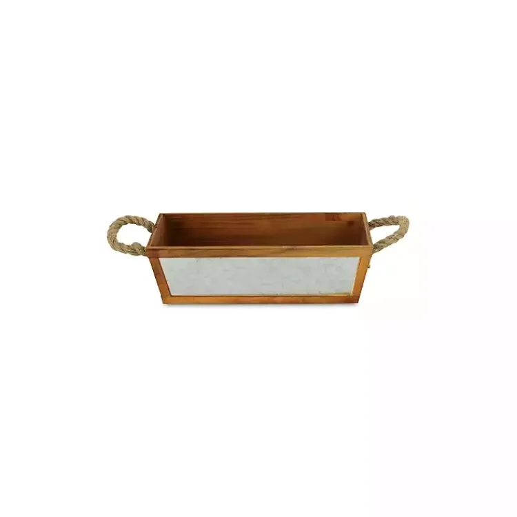 Baskets & Boxes>Kirklands Home Brown Galvanized Tapered Box with Rope Handles