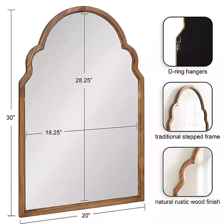 Kirklands Home Brown Wood Arch Hogan Wall Mirror Outlet
