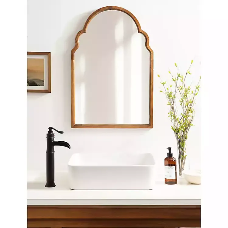 Kirklands Home Brown Wood Arch Hogan Wall Mirror Outlet