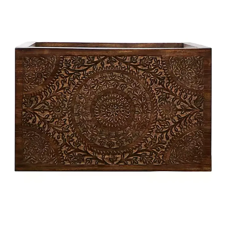 Kirklands Home Wood Carved Floral Nesting Tables, Set of 2 Brown