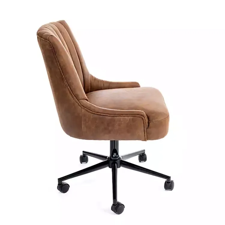 Kirklands Home Wyatt Faux Leather Swivel Office Chair Brown Best