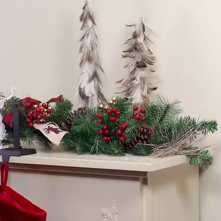 Christmas Arrangements & Garland>Kirklands Home Burlap Buffalo Check Foliage Garland