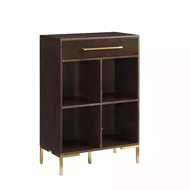 Kirklands Home Cadence Gold Record Storage Bookcase New