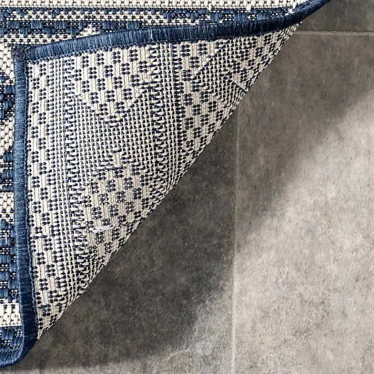 Kirklands Home Cammie Blue Moroccan Tribal Outdoor Rug, 5x8 Clearance