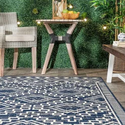 Kirklands Home Cammie Blue Moroccan Tribal Outdoor Rug, 8x10 Clearance
