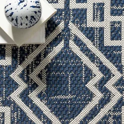 Kirklands Home Cammie Blue Moroccan Tribal Outdoor Rug, 8x10 Clearance