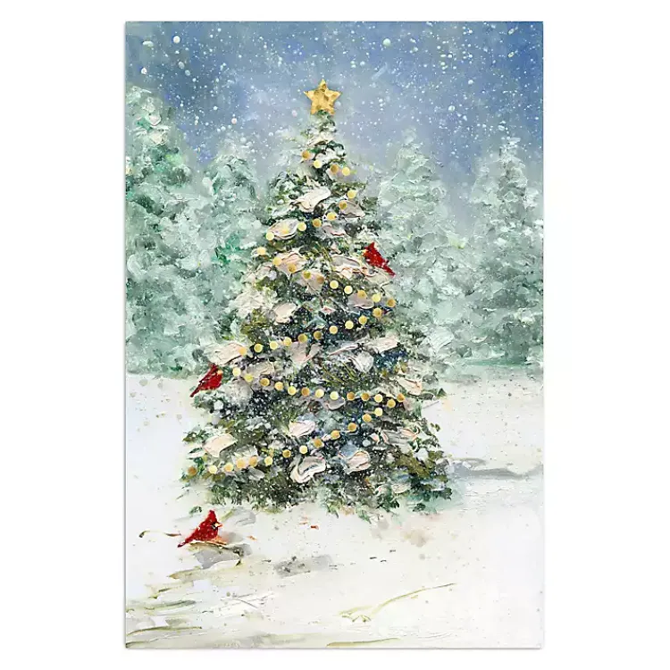 Christmas Art & Wall Decor>Kirklands Home Cardinals on Tree Small Canvas Art Print
