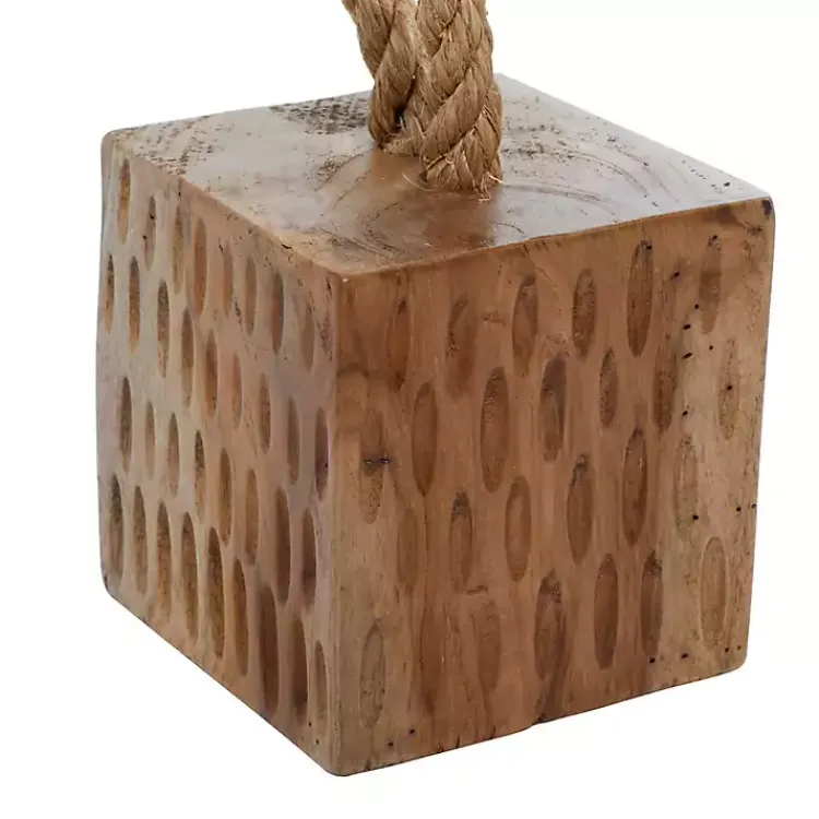 Decorative Accents>Kirklands Home Carved Teak Wood and Rope Door Stoppers, Set of 2 Brown