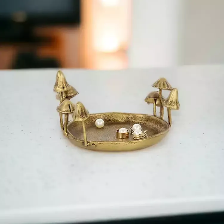 Decorative Trays>Kirklands Home Cast Iron Catchall Mushroom Tray Gold