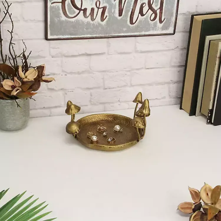 Decorative Trays>Kirklands Home Cast Iron Catchall Mushroom Tray Gold